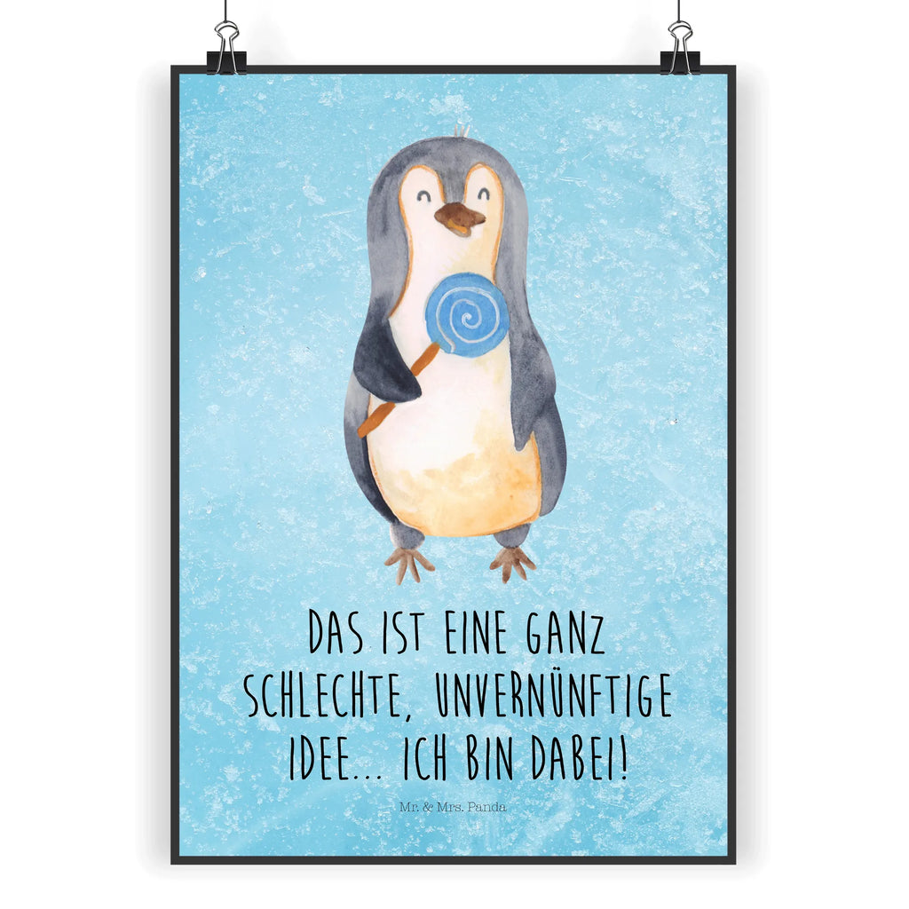 Poster Pinguin Lolli Poster, Wandposter, Bild, Wanddeko, Küchenposter, Kinderposter, Wanddeko Bild, Raumdekoration, Wanddekoration, Handgemaltes Poster, Mr. & Mrs. Panda Poster, Designposter, Kunstdruck, Posterdruck, Pinguin, Pinguine, Lolli, Süßigkeiten, Blödsinn, Spruch, Rebell, Gauner, Ganove, Rabauke