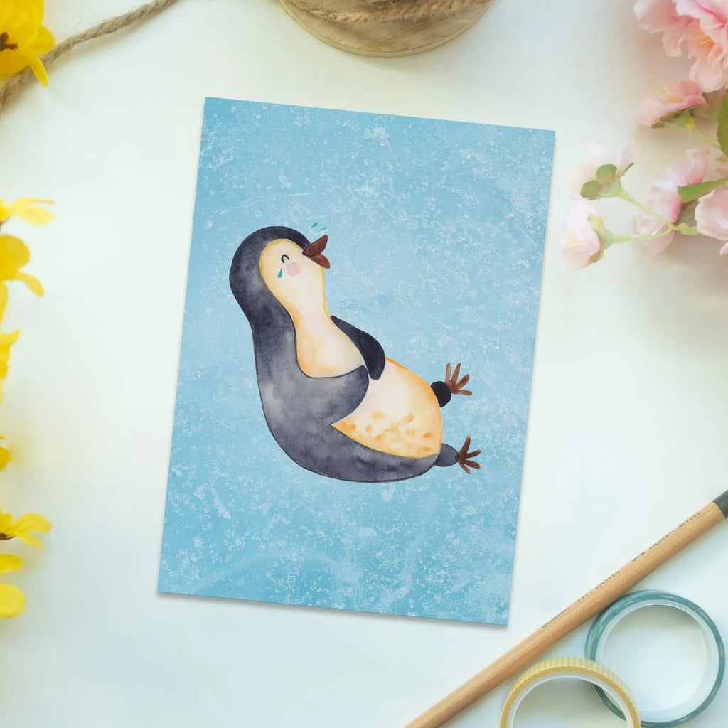 Postkarte Pinguin Lachen Postkarte, Karte, Geschenkkarte, Grußkarte, Einladung, Ansichtskarte, Geburtstagskarte, Einladungskarte, Dankeskarte, Ansichtskarten, Einladung Geburtstag, Einladungskarten Geburtstag, Pinguin, Pinguine, lustiger Spruch, Optimismus, Fröhlich, Lachen, Humor, Fröhlichkeit