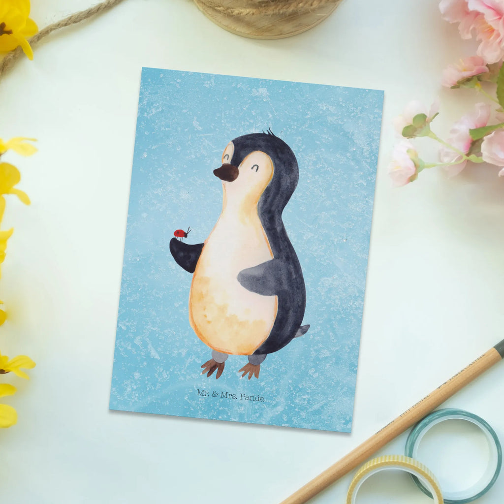 Postkarte Pinguin Marienkäfer Postkarte, Karte, Geschenkkarte, Grußkarte, Einladung, Ansichtskarte, Geburtstagskarte, Einladungskarte, Dankeskarte, Ansichtskarten, Einladung Geburtstag, Einladungskarten Geburtstag, Pinguin, Pinguine, Marienkäfer, Liebe, Wunder, Glück, Freude, Lebensfreude