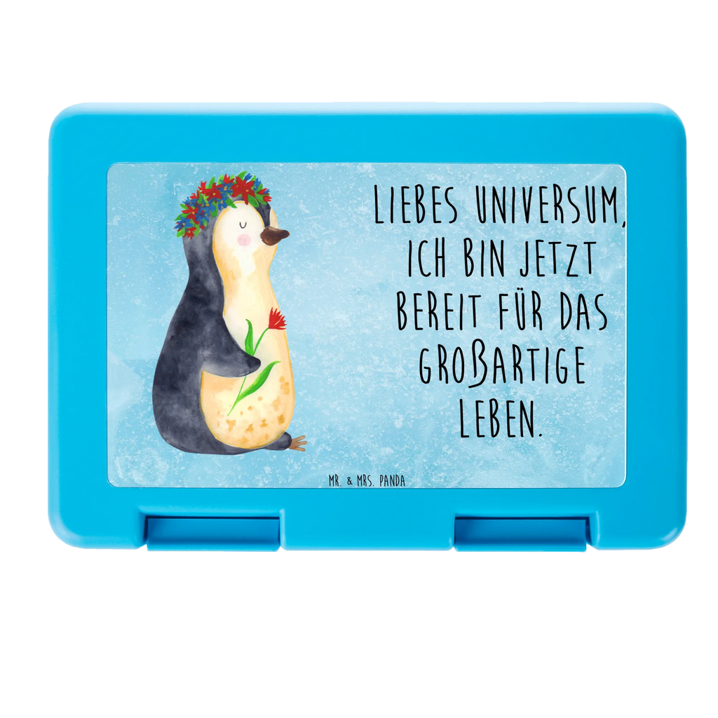 Brotdose Pinguin Blumen Brotbox, Snackbox, Lunch box, Butterbrotdose, Brotzeitbox, Pinguin, Pinguine, Blumenkranz, Universum, Leben, Wünsche, Ziele, Lebensziele, Motivation, Lebenslust, Liebeskummer, Geschenkidee