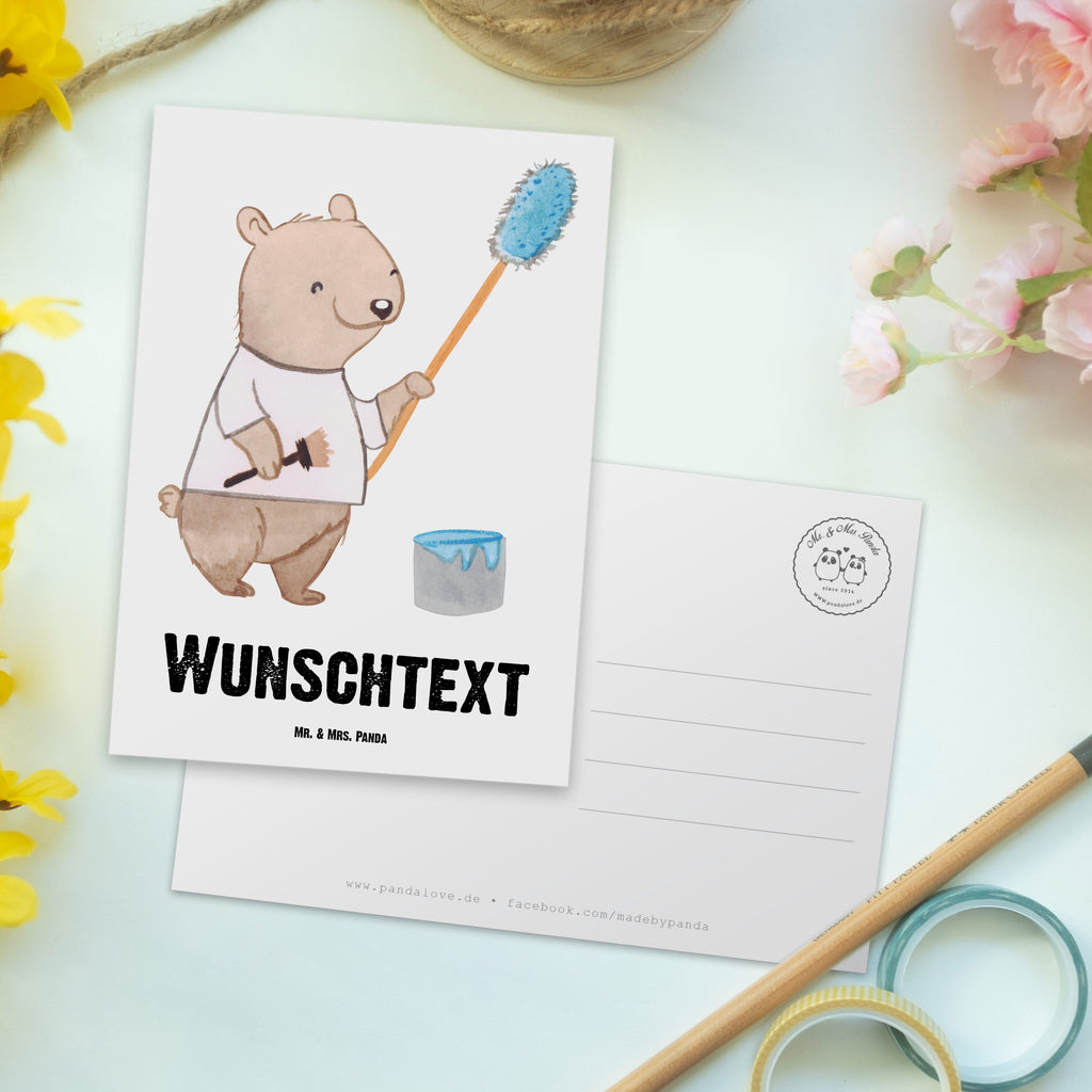 Personalisierte Postkarte Maler mit Herz Postkarte mit Namen, Postkarte bedrucken, Postkarte mit Wunschtext, Postkarte personalisierbar, Geschenkkarte mit Namen, Grußkarte mit Namen, Karte mit Namen, Einladung mit Namen, Ansichtskarte mit Namen, Geschenkkarte mit Wunschtext, Grußkarte mit Wunschtext, Karte mit Wunschtext, Einladung mit Wunschtext, Ansichtskarte mit Wunschtext, Beruf, Ausbildung, Jubiläum, Abschied, Rente, Kollege, Kollegin, Geschenk, Schenken, Arbeitskollege, Mitarbeiter, Firma, Danke, Dankeschön, Maler, Malermeister, Gesellenprüfung, Meisterprüfung, Malerbetrieb