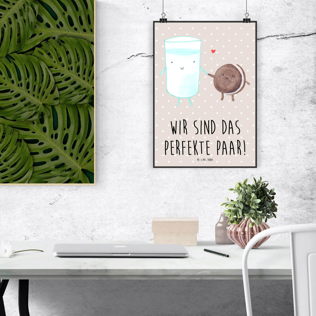 Poster Milch Keks Poster, Wandposter, Bild, Wanddeko, Küchenposter, Kinderposter, Wanddeko Bild, Raumdekoration, Wanddekoration, Handgemaltes Poster, Mr. & Mrs. Panda Poster, Designposter, Kunstdruck, Posterdruck, Tiermotive, Gute Laune, lustige Sprüche, Tiere, Milk, Cookie, Milch, Keks, Kekse, Kaffee, Einladung Frühstück, Motiv süß, romantisch, perfektes Paar