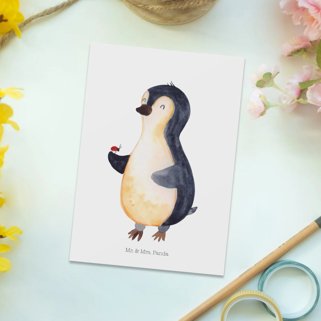 Postkarte Pinguin Marienkäfer Postkarte, Karte, Geschenkkarte, Grußkarte, Einladung, Ansichtskarte, Geburtstagskarte, Einladungskarte, Dankeskarte, Ansichtskarten, Einladung Geburtstag, Einladungskarten Geburtstag, Pinguin, Pinguine, Marienkäfer, Liebe, Wunder, Glück, Freude, Lebensfreude