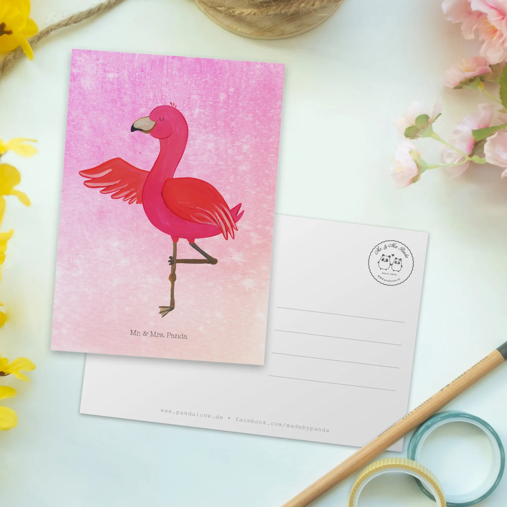 Postkarte Flamingo Yoga Postkarte, Karte, Geschenkkarte, Grußkarte, Einladung, Ansichtskarte, Geburtstagskarte, Einladungskarte, Dankeskarte, Ansichtskarten, Einladung Geburtstag, Einladungskarten Geburtstag, Flamingo, Vogel, Yoga, Namaste, Achtsamkeit, Yoga-Übung, Entspannung, Ärger, Aufregen, Tiefenentspannung