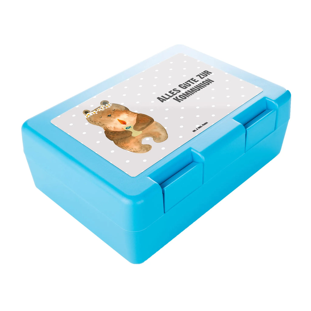 Brotdose Kommunion-Bär Brotbox, Snackbox, Lunch box, Butterbrotdose, Brotzeitbox, Bär, Teddy, Teddybär, Kommunion, Gottes Segen, Taufkerze, katholisch