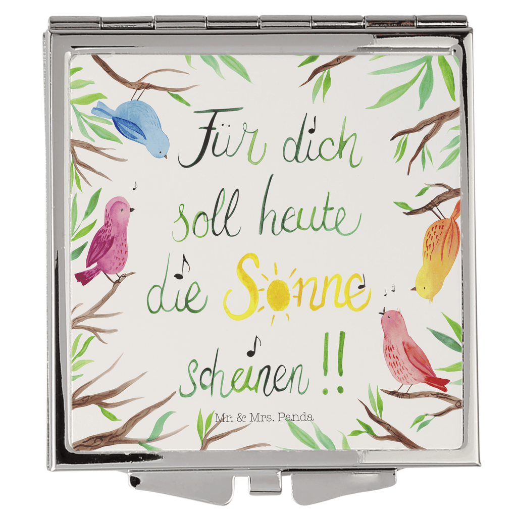 Handtaschenspiegel quadratisch Vögel Sonne Spiegel, Handtasche, Quadrat, silber, schminken, Schminkspiegel, Blumen Deko, Frühlings Deko, Sommer Deko, Dekoration, positive Botschaft, Naturliebhaber, Outdoor, Natur, Abenteuer