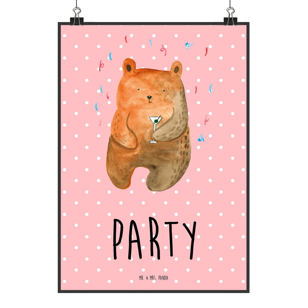 Poster Bär Party Poster, Wandposter, Bild, Wanddeko, Küchenposter, Kinderposter, Wanddeko Bild, Raumdekoration, Wanddekoration, Handgemaltes Poster, Mr. & Mrs. Panda Poster, Designposter, Kunstdruck, Posterdruck, Bär, Teddy, Teddybär, Geburtstag, Geburtstagsgeschenk, Geschenk, Party, Feiern, Abfeiern, Mitbringsel, Gute Laune, Lustig