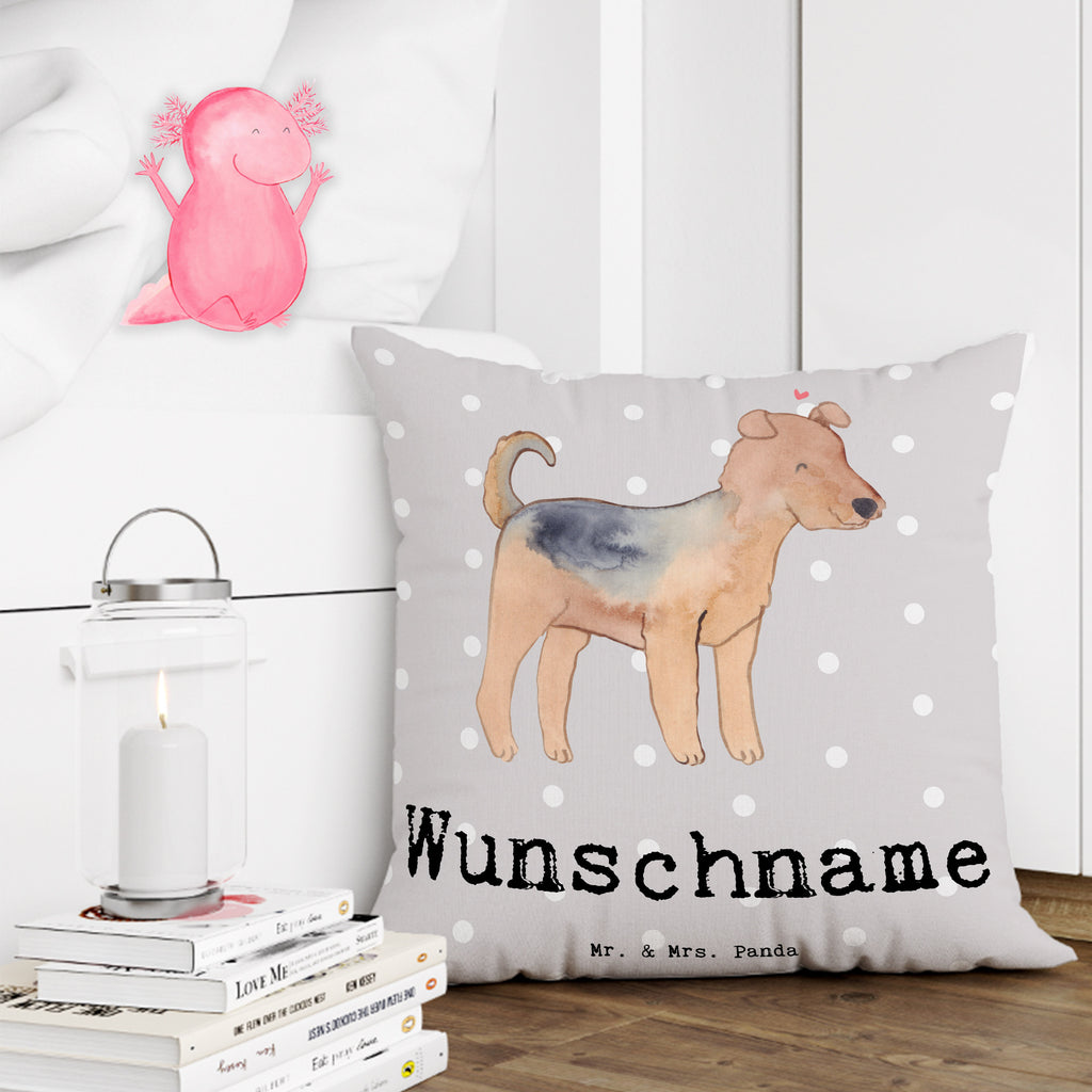 Personalisiertes Kissen Airedale Terrier Lebensretter Kissen, personalisiert, Name, Wunschname, bedrucken, Kopfkissen, Hund, Hunderasse, Rassehund, Hundebesitzer, Geschenk, Tierfreund, Schenken, Welpe