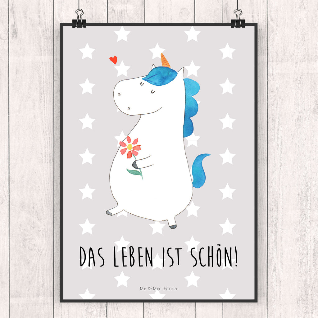 Poster Einhorn Spaziergang Poster, Wandposter, Bild, Wanddeko, Küchenposter, Kinderposter, Wanddeko Bild, Raumdekoration, Wanddekoration, Handgemaltes Poster, Mr. & Mrs. Panda Poster, Designposter, Kunstdruck, Posterdruck, Einhorn, Einhörner, Einhorn Deko, Pegasus, Unicorn, Glitzer, Blumen, Spaziergang, Motivation, Gute Laune, Freude, Freundin, Mutter, Schwester