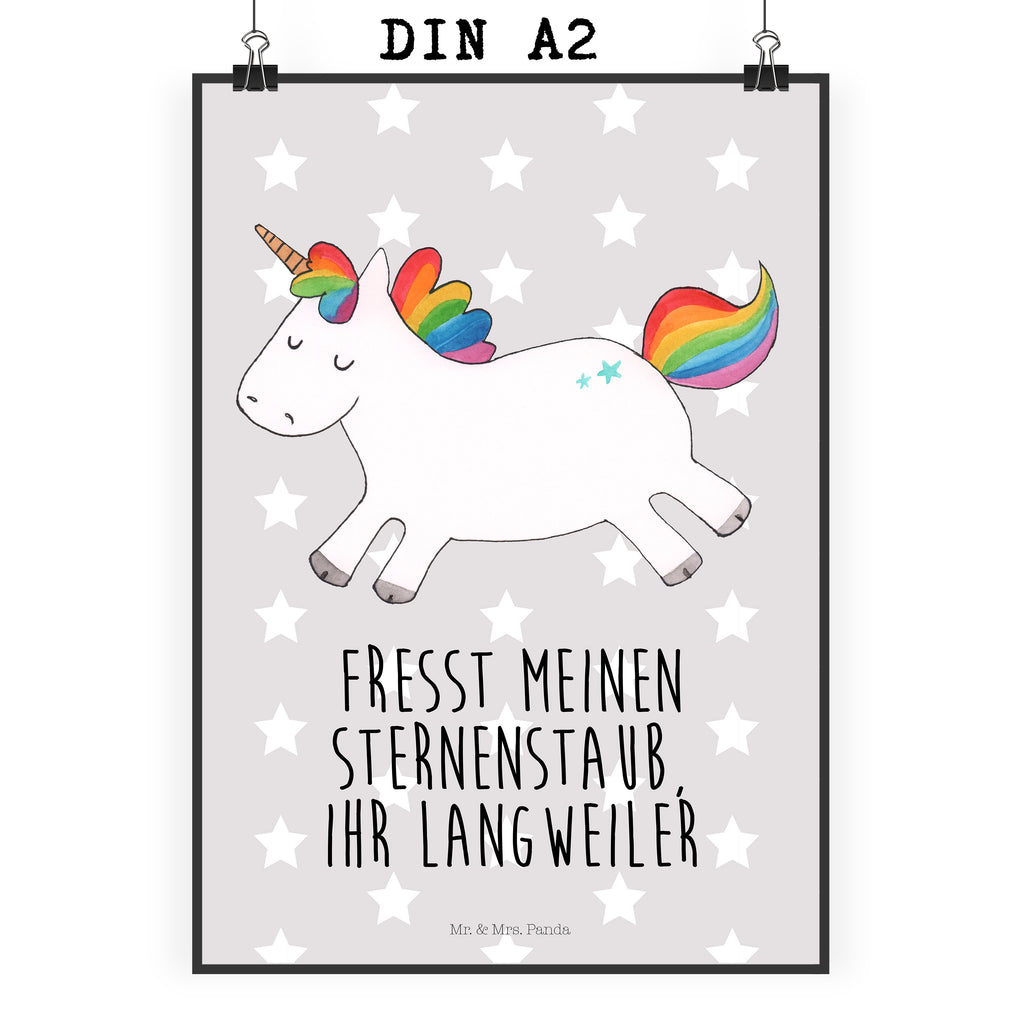 Poster Einhorn Happy Poster, Wandposter, Bild, Wanddeko, Küchenposter, Kinderposter, Wanddeko Bild, Raumdekoration, Wanddekoration, Handgemaltes Poster, Mr. & Mrs. Panda Poster, Designposter, Kunstdruck, Posterdruck, Einhorn, Einhörner, Einhorn Deko, Pegasus, Unicorn, glücklich, fröhlich, Spaß, Freude, Lebensfreude, witzig, spannend, Lächeln, Lachen