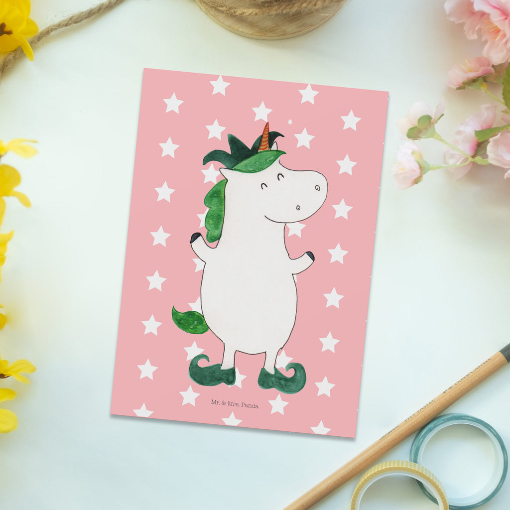 Postkarte Einhorn Joker Postkarte, Karte, Geschenkkarte, Grußkarte, Einladung, Ansichtskarte, Geburtstagskarte, Einladungskarte, Dankeskarte, Ansichtskarten, Einladung Geburtstag, Einladungskarten Geburtstag, Einhorn, Einhörner, Einhorn Deko, Pegasus, Unicorn, Hofnarr, Kasper, Gaukler, Mittelalter