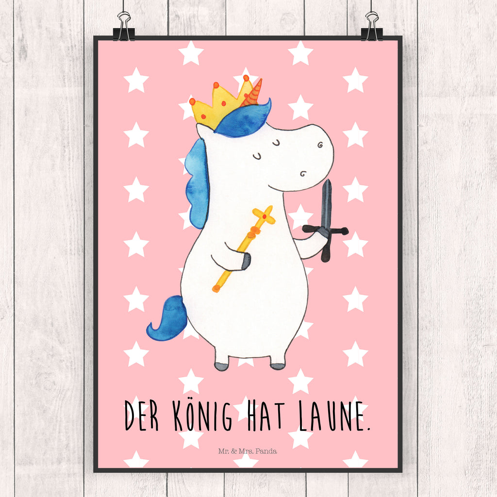 Poster Einhorn König mit Schwert Poster, Wandposter, Bild, Wanddeko, Küchenposter, Kinderposter, Wanddeko Bild, Raumdekoration, Wanddekoration, Handgemaltes Poster, Mr. & Mrs. Panda Poster, Designposter, Kunstdruck, Posterdruck, Einhorn, Einhörner, Einhorn Deko, Pegasus, Unicorn, König, Ritter, Mittelalter