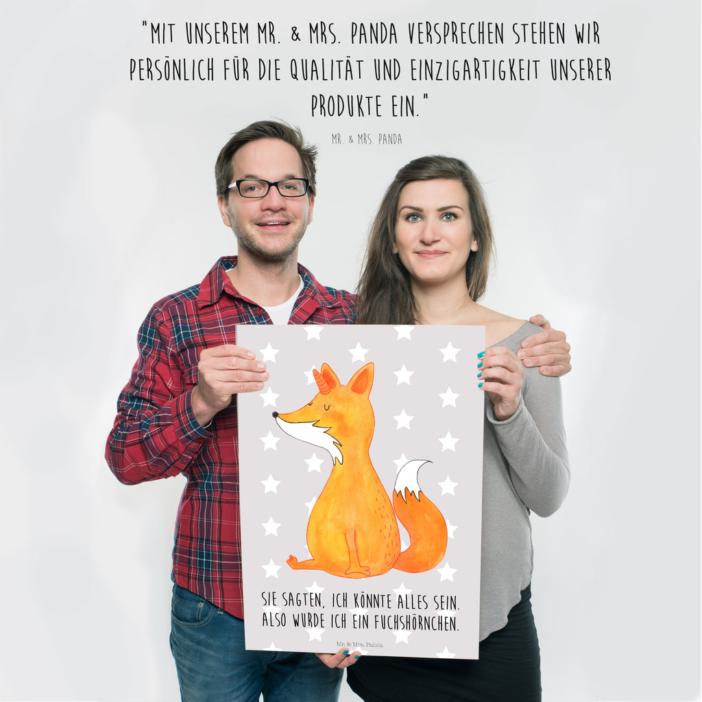 Poster Einhorn Fuchs Poster, Wandposter, Bild, Wanddeko, Küchenposter, Kinderposter, Wanddeko Bild, Raumdekoration, Wanddekoration, Handgemaltes Poster, Mr. & Mrs. Panda Poster, Designposter, Kunstdruck, Posterdruck, Einhorn, Einhörner, Einhorn Deko, Pegasus, Unicorn, Fuchs, Unicorns, Fuchshörnchen, Fuchshorn, Foxycorn, Füchse