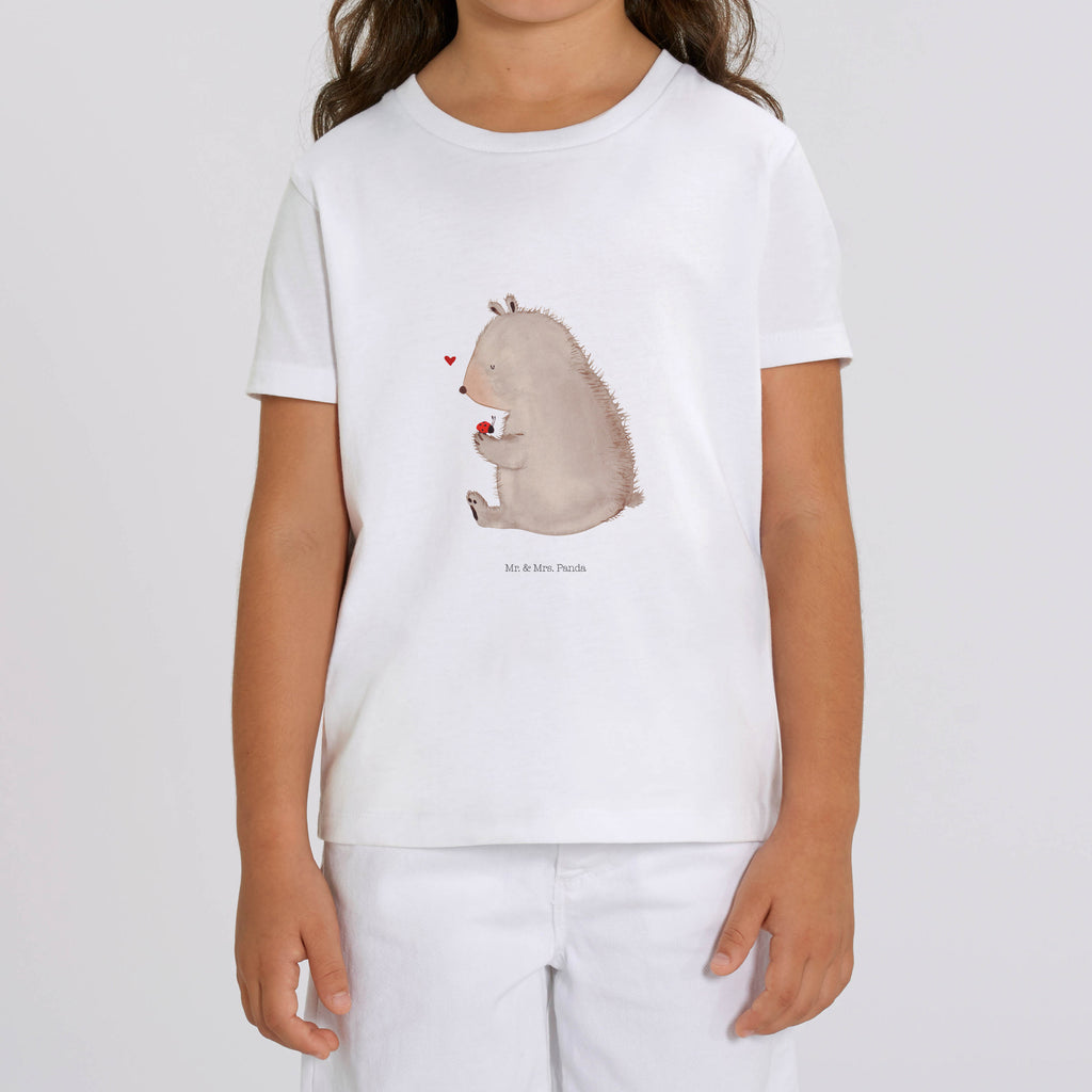 Organic Kinder T-Shirt Bär Marienkäfer Kinder T-Shirt, Kinder T-Shirt Mädchen, Kinder T-Shirt Jungen, Bär, Teddy, Teddybär, Marienkäfer, Liebe, Freiheit, Motivation, Das Leben ist schön