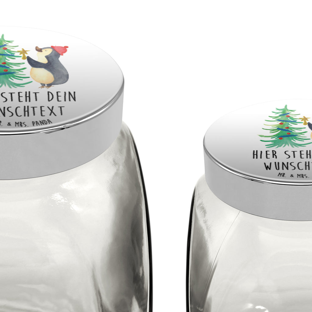 Personalisiertes Bonbonglas Pinguin Weihnachtsbaum Vorratsdose, Vorratsbehälter, Süßigkeitenglas, Süßigkeitendose, Kaffeedose, Müslidose, Teedose, Keksbehälter, Keksedose, Glasdose, Glasbälter, Vorratsglas, Küchenbehälter, Aufbewahrungsdose, Aufbewahungsglas, Gewürzdose, Küchenorganizer, Snackdose, Winter, Weihnachten, Weihnachtsdeko, Nikolaus, Advent, Heiligabend, Wintermotiv, Pinguin