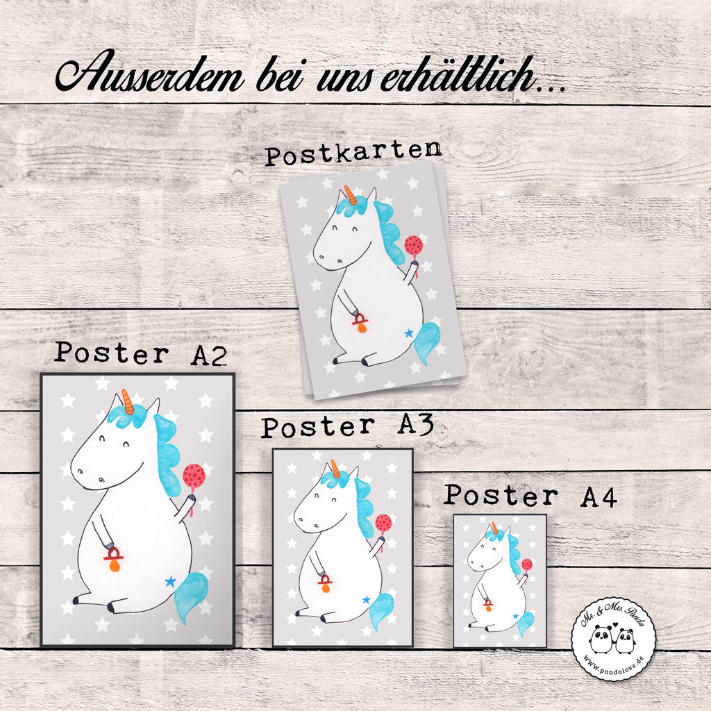 Poster Einhorn Baby Poster, Wandposter, Bild, Wanddeko, Küchenposter, Kinderposter, Wanddeko Bild, Raumdekoration, Wanddekoration, Handgemaltes Poster, Mr. & Mrs. Panda Poster, Designposter, Kunstdruck, Posterdruck, Einhorn, Einhörner, Einhorn Deko, Pegasus, Unicorn, Mutter, Geburt, Geburtstag, erstes Kind, Baby, Babyglück, Nachwuchs, Eltern, Party, Kind, Schnuller