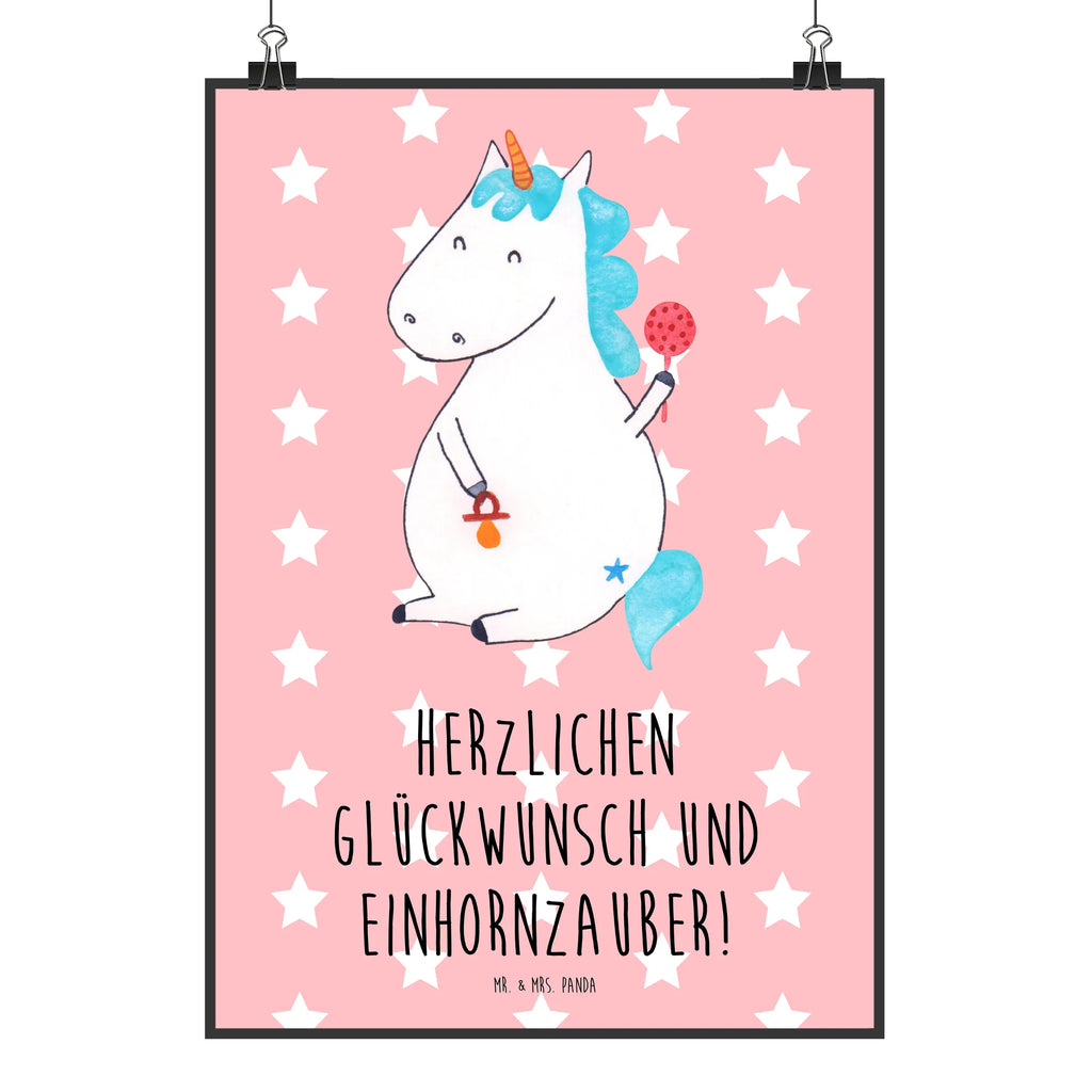 Poster Einhorn Baby Poster, Wandposter, Bild, Wanddeko, Küchenposter, Kinderposter, Wanddeko Bild, Raumdekoration, Wanddekoration, Handgemaltes Poster, Mr. & Mrs. Panda Poster, Designposter, Kunstdruck, Posterdruck, Einhorn, Einhörner, Einhorn Deko, Pegasus, Unicorn, Mutter, Geburt, Geburtstag, erstes Kind, Baby, Babyglück, Nachwuchs, Eltern, Party, Kind, Schnuller