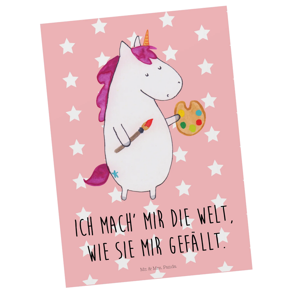 Postkarte Einhorn Künstler Postkarte, Karte, Geschenkkarte, Grußkarte, Einladung, Ansichtskarte, Geburtstagskarte, Einladungskarte, Dankeskarte, Ansichtskarten, Einladung Geburtstag, Einladungskarten Geburtstag, Einhorn, Einhörner, Einhorn Deko, Pegasus, Unicorn, Englisch, Künstler, Artist, Malen, Zeichnen, Welt, Farbe, Stift, Pinsel, Geschenk, Maler