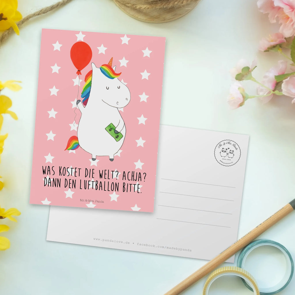 Postkarte Einhorn Luftballon Postkarte, Karte, Geschenkkarte, Grußkarte, Einladung, Ansichtskarte, Geburtstagskarte, Einladungskarte, Dankeskarte, Ansichtskarten, Einladung Geburtstag, Einladungskarten Geburtstag, Einhorn, Einhörner, Einhorn Deko, Pegasus, Unicorn, Luftballon, Geld, Lebenslust, Freude, Geschenk, Freundin