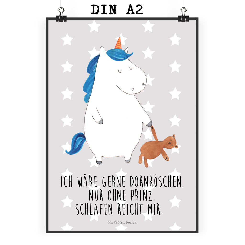 Poster Einhorn Teddy Poster, Wandposter, Bild, Wanddeko, Küchenposter, Kinderposter, Wanddeko Bild, Raumdekoration, Wanddekoration, Handgemaltes Poster, Mr. & Mrs. Panda Poster, Designposter, Kunstdruck, Posterdruck, Einhorn, Einhörner, Einhorn Deko, Pegasus, Unicorn, schlafen, gute Nacht, Single, Bett, Träumen, Freundin, Singleleben