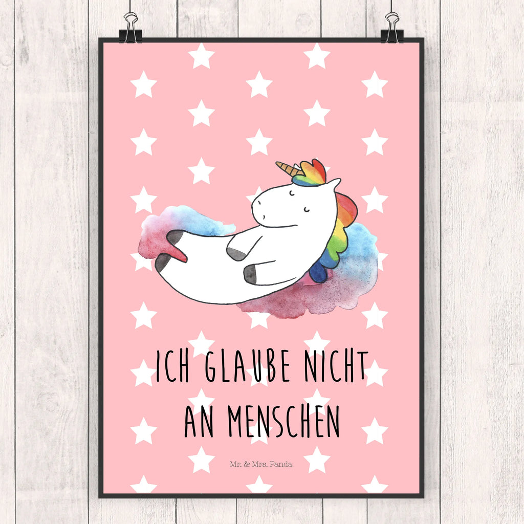 Poster Einhorn Wolke 7 Poster, Wandposter, Bild, Wanddeko, Küchenposter, Kinderposter, Wanddeko Bild, Raumdekoration, Wanddekoration, Handgemaltes Poster, Mr. & Mrs. Panda Poster, Designposter, Kunstdruck, Posterdruck, Einhorn, Einhörner, Einhorn Deko, Unicorn, verliebt, Menschen, witzig, lustig, Geschenk, Glaube, Realität, Lächeln