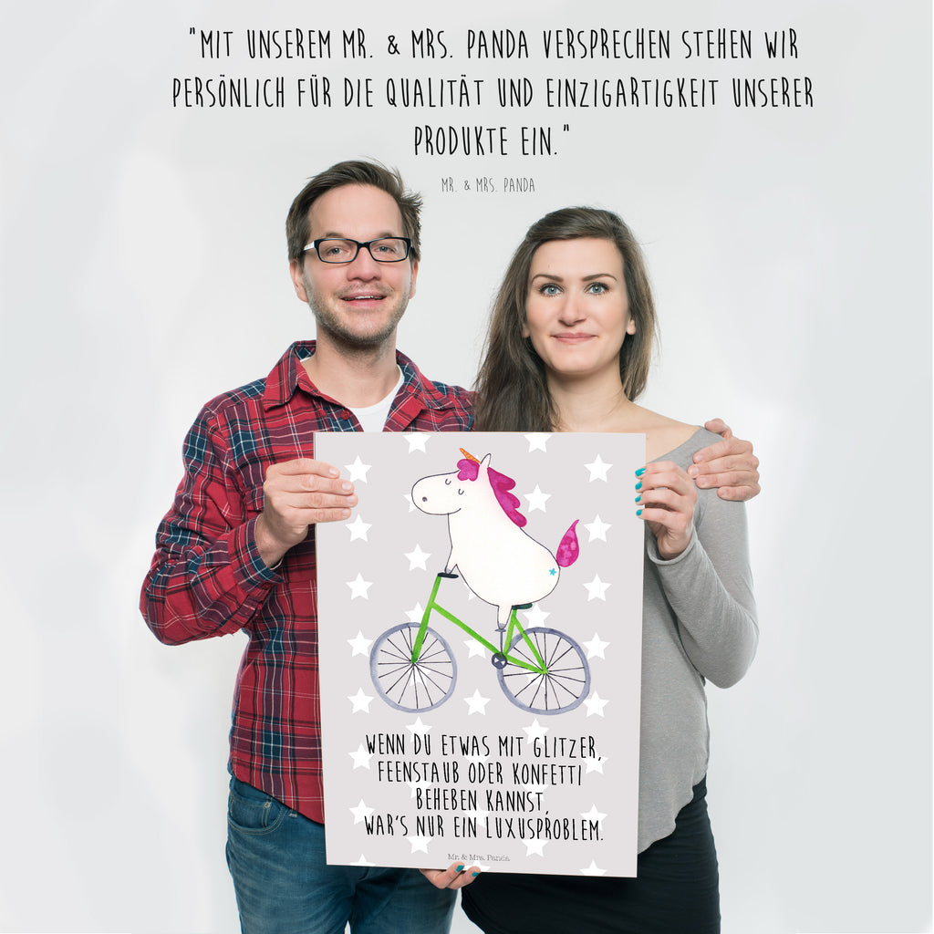 Poster Einhorn Radfahrer Poster, Wandposter, Bild, Wanddeko, Küchenposter, Kinderposter, Wanddeko Bild, Raumdekoration, Wanddekoration, Handgemaltes Poster, Mr. & Mrs. Panda Poster, Designposter, Kunstdruck, Posterdruck, Einhorn, Einhörner, Einhorn Deko, Pegasus, Unicorn, Radfahren, Radfahrer, Rad, Bike, Feenstaub, Konfetti, Luxusproblem, Kummer, Liebeskummer