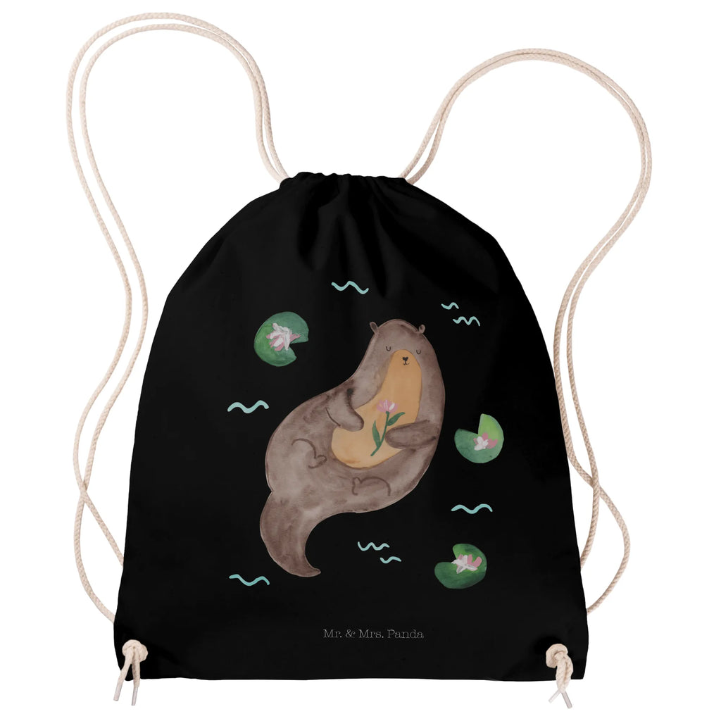 Sportbeutel Otter mit Seerose Sportbeutel, Turnbeutel, Beutel, Sporttasche, Tasche, Stoffbeutel, Sportbeutel Kinder, Gymsack, Beutel Rucksack, Kleine Sporttasche, Sportzubehör, Turnbeutel Baumwolle, Otter, Fischotter, Seeotter, Otter Seeotter See Otter