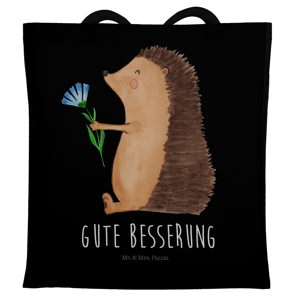 Tragetasche Igel Blumen Beuteltasche, Beutel, Einkaufstasche, Jutebeutel, Stoffbeutel, Tasche, Shopper, Umhängetasche, Strandtasche, Schultertasche, Stofftasche, Tragetasche, Badetasche, Jutetasche, Einkaufstüte, Laptoptasche, Tiermotive, Gute Laune, lustige Sprüche, Tiere, Igel, Gute Besserung, Genesungswünsche, Krankheit, Krankenhaus, krank, Besuch