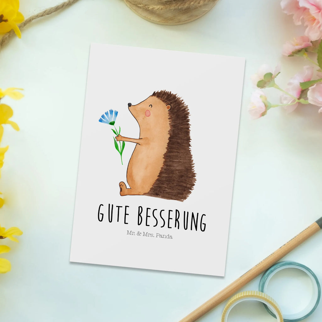 Postkarte Igel Blumen Postkarte, Karte, Geschenkkarte, Grußkarte, Einladung, Ansichtskarte, Geburtstagskarte, Einladungskarte, Dankeskarte, Ansichtskarten, Einladung Geburtstag, Einladungskarten Geburtstag, Tiermotive, Gute Laune, lustige Sprüche, Tiere, Igel, Gute Besserung, Genesungswünsche, Krankheit, Krankenhaus, krank, Besuch