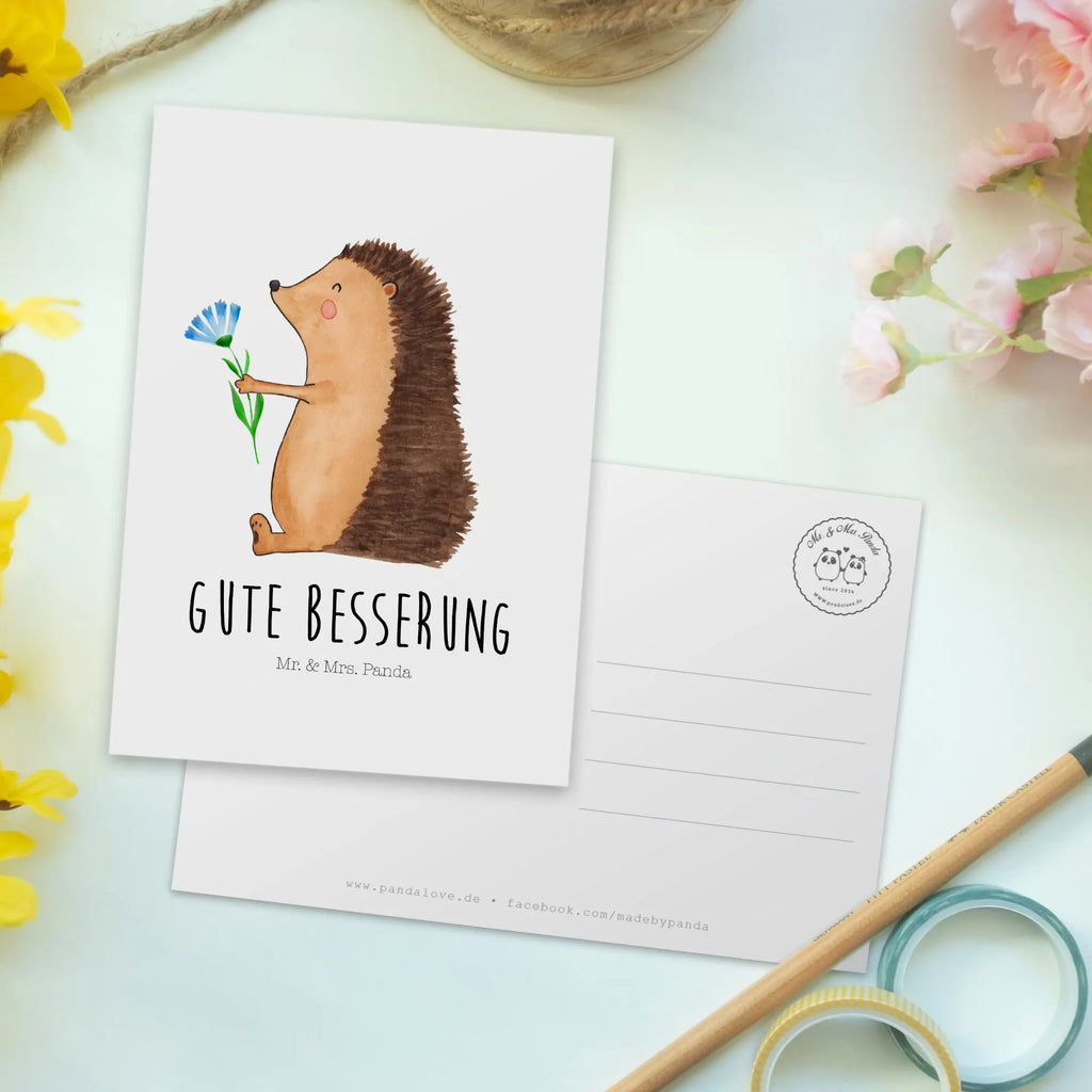 Postkarte Igel Blumen Postkarte, Karte, Geschenkkarte, Grußkarte, Einladung, Ansichtskarte, Geburtstagskarte, Einladungskarte, Dankeskarte, Ansichtskarten, Einladung Geburtstag, Einladungskarten Geburtstag, Tiermotive, Gute Laune, lustige Sprüche, Tiere, Igel, Gute Besserung, Genesungswünsche, Krankheit, Krankenhaus, krank, Besuch