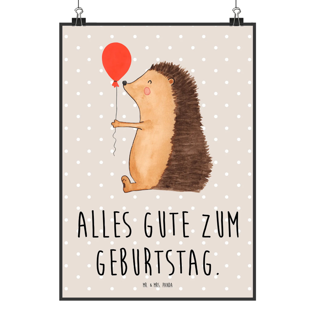 Poster Igel Luftballon Poster, Wandposter, Bild, Wanddeko, Küchenposter, Kinderposter, Wanddeko Bild, Raumdekoration, Wanddekoration, Handgemaltes Poster, Mr. & Mrs. Panda Poster, Designposter, Kunstdruck, Posterdruck, Tiermotive, Gute Laune, lustige Sprüche, Tiere, Igel, Geburtstag, Herzlichen Glückwunsch, Glückwunsch, Geburtstagskind, Ballon, Happy Birthday