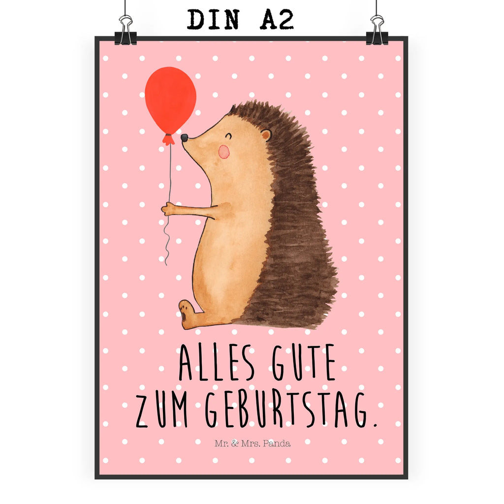 Poster Igel Luftballon Poster, Wandposter, Bild, Wanddeko, Küchenposter, Kinderposter, Wanddeko Bild, Raumdekoration, Wanddekoration, Handgemaltes Poster, Mr. & Mrs. Panda Poster, Designposter, Kunstdruck, Posterdruck, Tiermotive, Gute Laune, lustige Sprüche, Tiere, Igel, Geburtstag, Herzlichen Glückwunsch, Glückwunsch, Geburtstagskind, Ballon, Happy Birthday