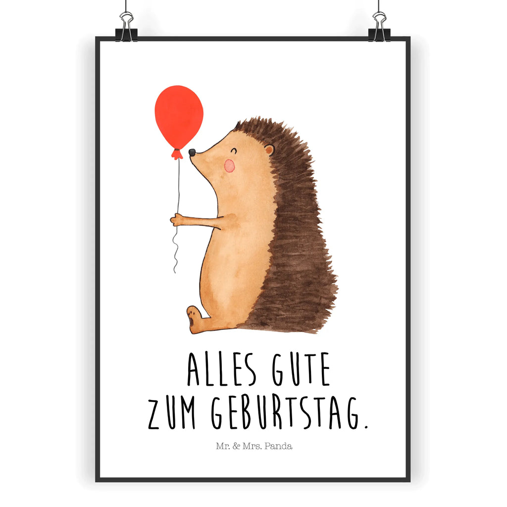 Poster Igel Luftballon Poster, Wandposter, Bild, Wanddeko, Küchenposter, Kinderposter, Wanddeko Bild, Raumdekoration, Wanddekoration, Handgemaltes Poster, Mr. & Mrs. Panda Poster, Designposter, Kunstdruck, Posterdruck, Tiermotive, Gute Laune, lustige Sprüche, Tiere, Igel, Geburtstag, Herzlichen Glückwunsch, Glückwunsch, Geburtstagskind, Ballon, Happy Birthday