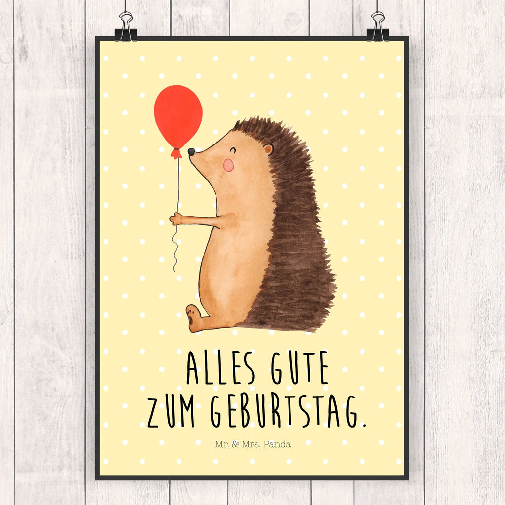 Poster Igel Luftballon Poster, Wandposter, Bild, Wanddeko, Küchenposter, Kinderposter, Wanddeko Bild, Raumdekoration, Wanddekoration, Handgemaltes Poster, Mr. & Mrs. Panda Poster, Designposter, Kunstdruck, Posterdruck, Tiermotive, Gute Laune, lustige Sprüche, Tiere, Igel, Geburtstag, Herzlichen Glückwunsch, Glückwunsch, Geburtstagskind, Ballon, Happy Birthday