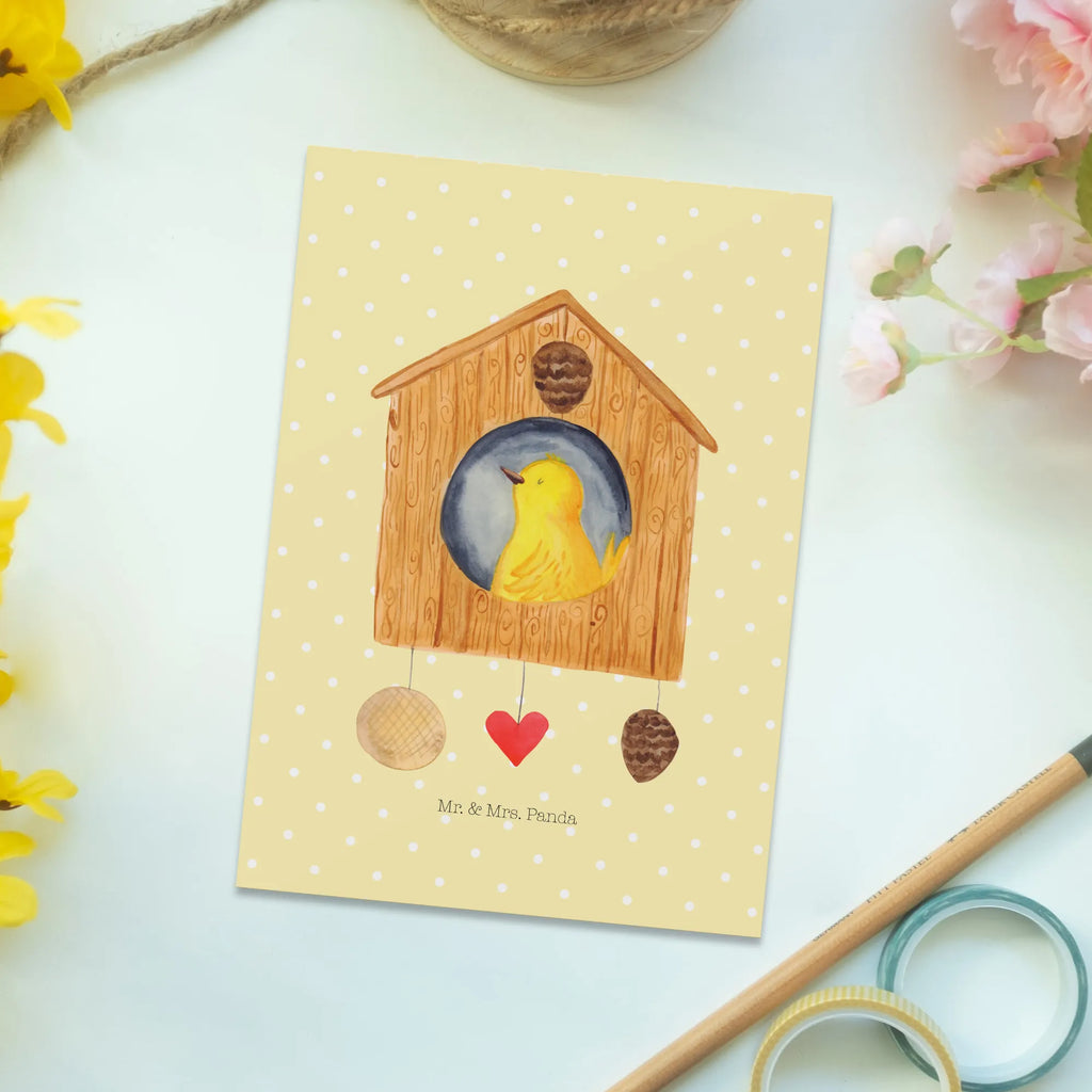 Postkarte Vogel Haus Postkarte, Karte, Geschenkkarte, Grußkarte, Einladung, Ansichtskarte, Geburtstagskarte, Einladungskarte, Dankeskarte, Ansichtskarten, Einladung Geburtstag, Einladungskarten Geburtstag, Tiermotive, Gute Laune, lustige Sprüche, Tiere, Vogel, Vögel, Vogelhaus, Vogelhäuschen, Home sweet home, Zuhause, Nest, Eigenheim, Familie, Wohnung, Haus, unser Haus, Lieblingsort, Castle