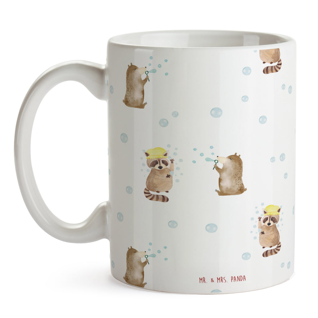 Tasse Waschbär Muster Tasse, Kaffeetasse, Teetasse, Becher, Kaffeebecher, Teebecher, Keramiktasse, Porzellantasse, Büro Tasse, Geschenk Tasse, Tasse Sprüche, Tasse Motive, Kaffeetassen, Tasse bedrucken, Designer Tasse, Cappuccino Tassen, Schöne Teetassen, Tiermotive, Gute Laune, lustige Sprüche, Tiere, Waschbär, Tagträumen, Plan, Fröhlich, waschen, Seifenblasen