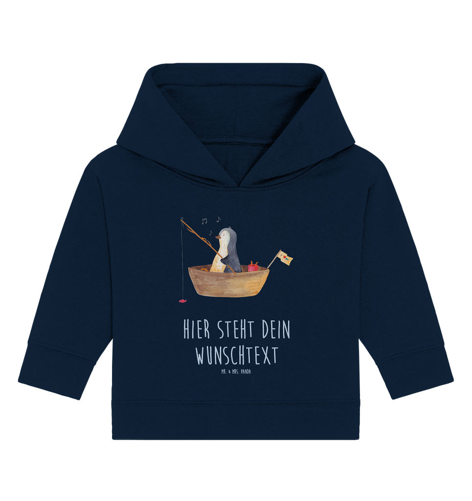 Personalisierter Baby Hoodie Pinguin Angelboot Personalisierter Baby Hoodie, Baby Hoodie mit Namen, Babyhoodie Wunschtext, Pinguin, Pinguine, Angeln, Boot, Angelboot, Lebenslust, Leben, genießen, Motivation, Neustart, Neuanfang, Trennung, Scheidung, Geschenkidee Liebeskummer