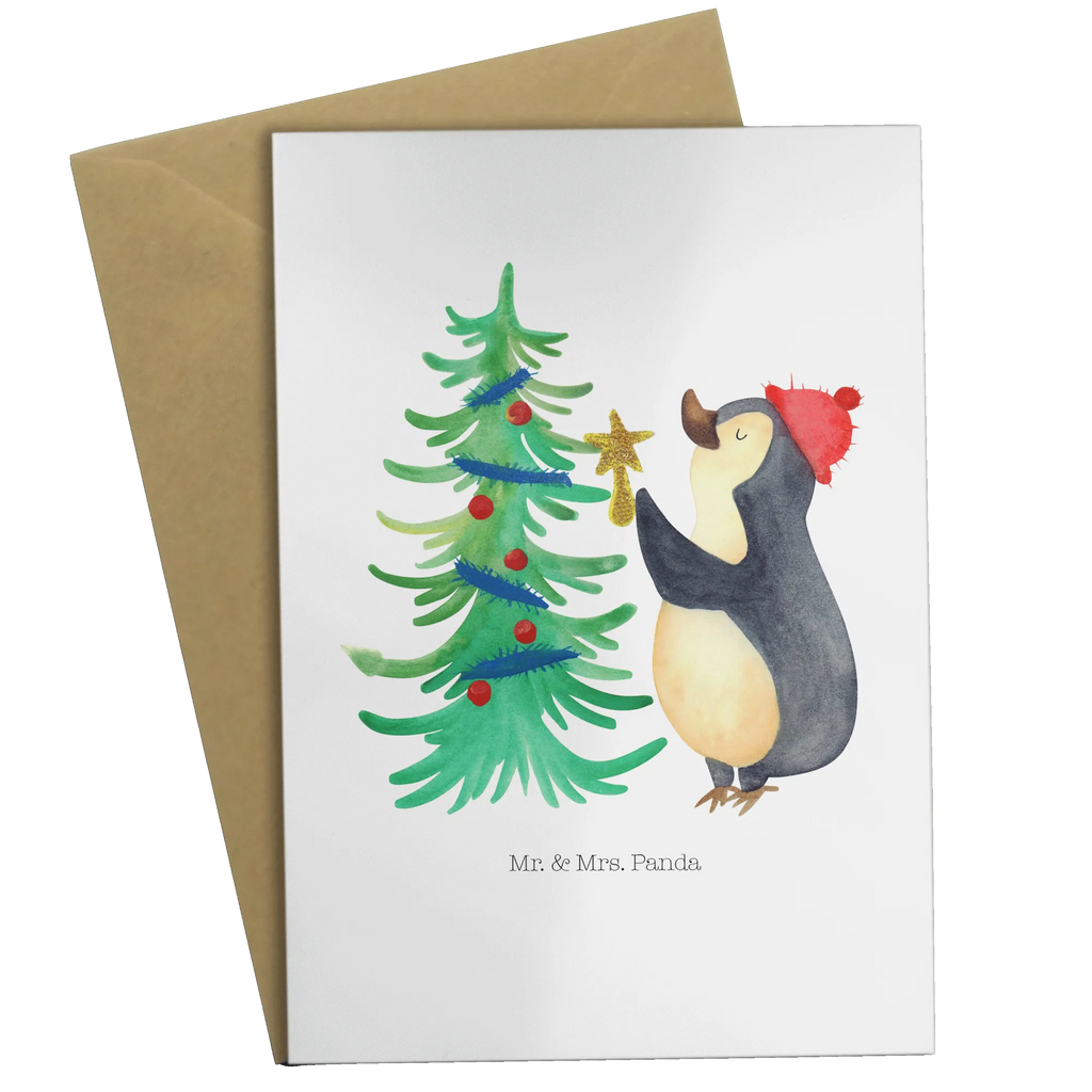 Grußkarte Pinguin Weihnachtsbaum Grußkarte, Klappkarte, Einladungskarte, Glückwunschkarte, Hochzeitskarte, Geburtstagskarte, Karte, Ansichtskarten, Winter, Weihnachten, Weihnachtsdeko, Nikolaus, Advent, Heiligabend, Wintermotiv, Pinguin