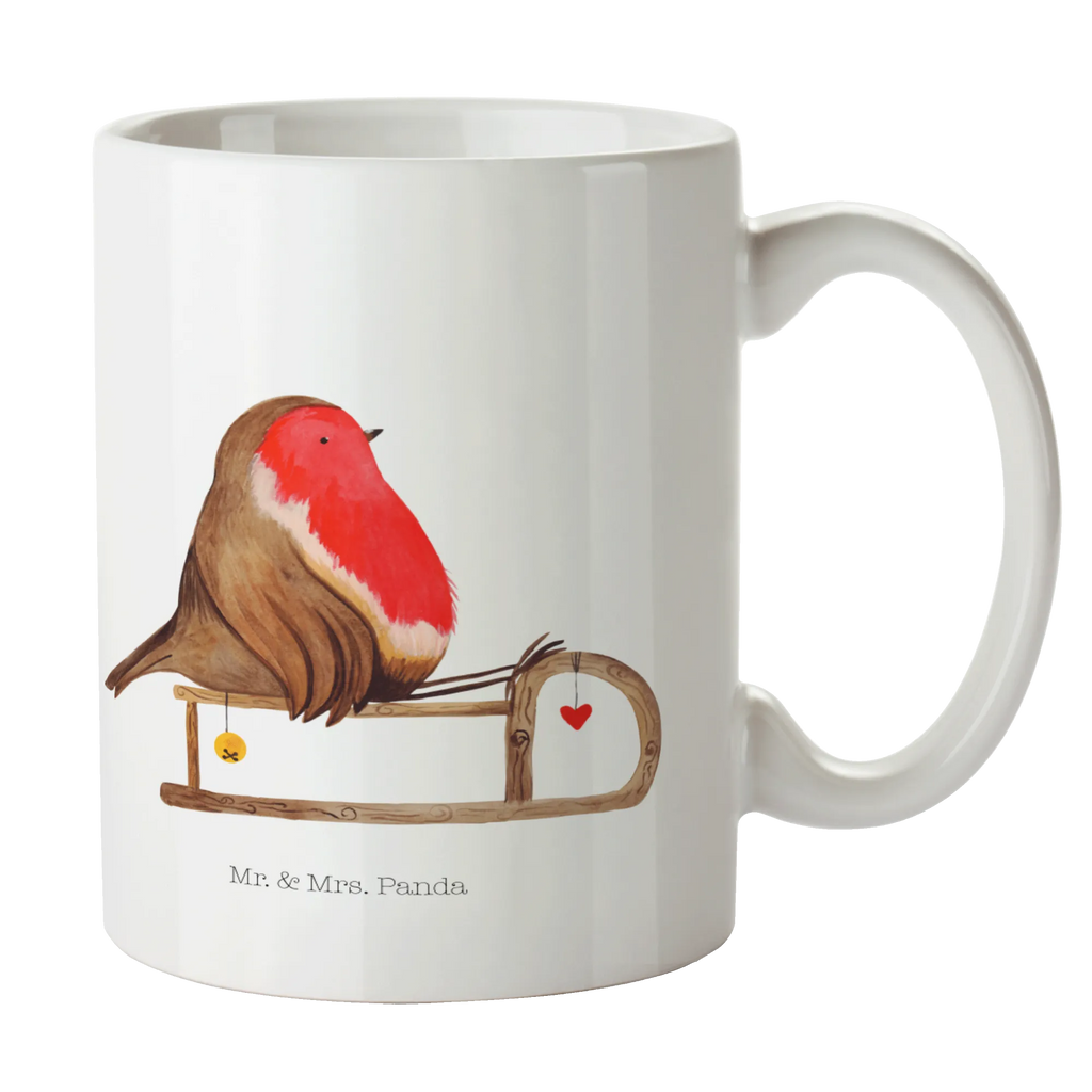 Tasse Rotkehlchen Schlitten Tasse, Kaffeetasse, Teetasse, Becher, Kaffeebecher, Teebecher, Keramiktasse, Porzellantasse, Büro Tasse, Geschenk Tasse, Tasse Sprüche, Tasse Motive, Kaffeetassen, Tasse bedrucken, Designer Tasse, Cappuccino Tassen, Schöne Teetassen, Winter, Weihnachten, Weihnachtsdeko, Nikolaus, Advent, Heiligabend, Wintermotiv, Schlitten, Vogel