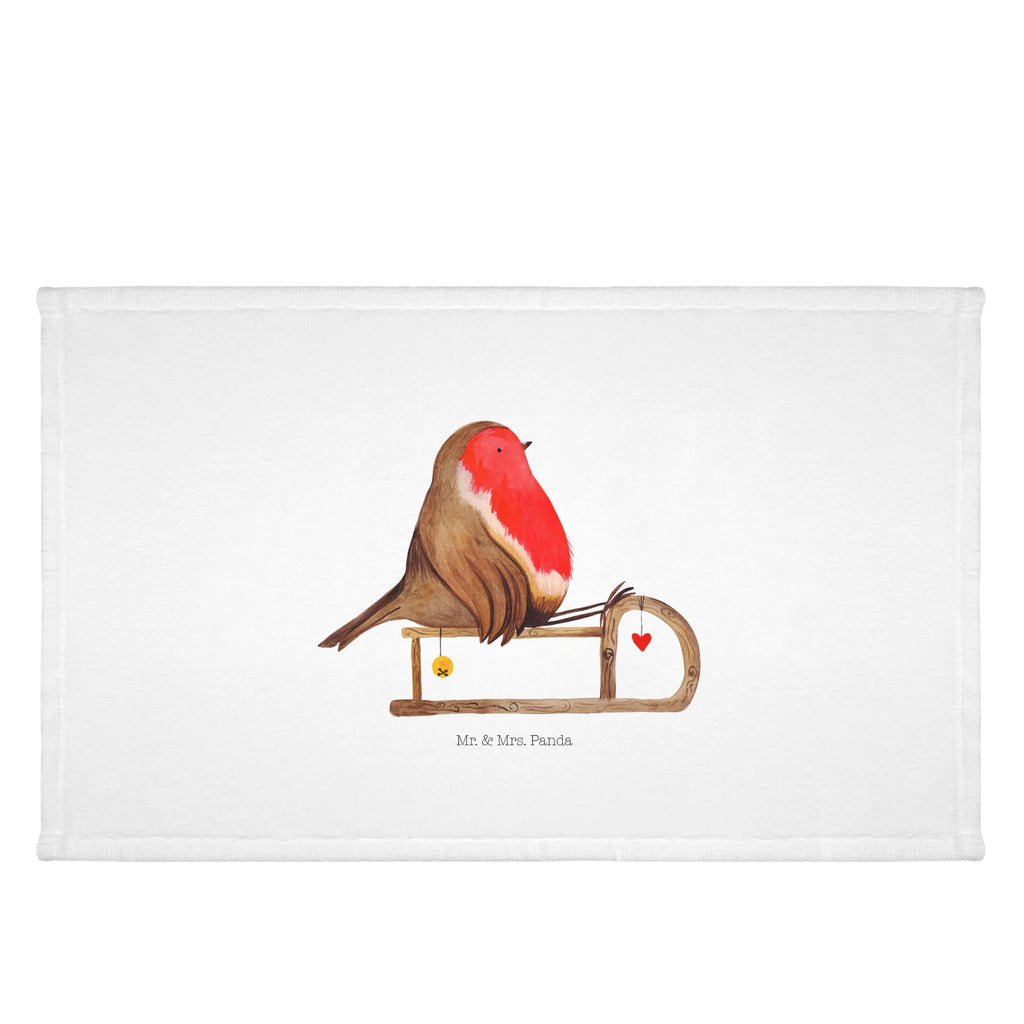 Handtuch Rotkehlchen Schlitten Gästetuch, Reisehandtuch, Sport Handtuch, Frottier, Kinder Handtuch, Winter, Weihnachten, Weihnachtsdeko, Nikolaus, Advent, Heiligabend, Wintermotiv, Schlitten, Vogel