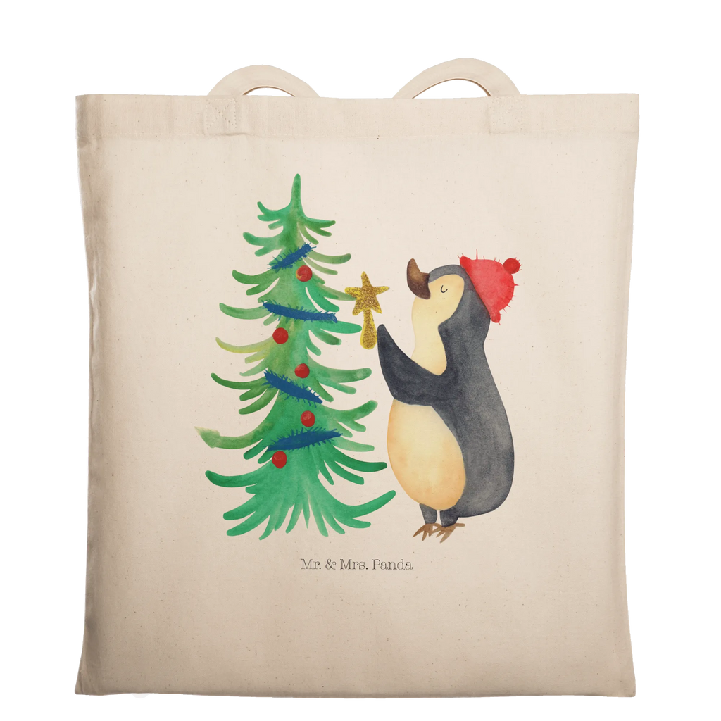 Tragetasche Pinguin Weihnachtsbaum Beuteltasche, Beutel, Einkaufstasche, Jutebeutel, Stoffbeutel, Tasche, Shopper, Umhängetasche, Strandtasche, Schultertasche, Stofftasche, Tragetasche, Badetasche, Jutetasche, Einkaufstüte, Laptoptasche, Winter, Weihnachten, Weihnachtsdeko, Nikolaus, Advent, Heiligabend, Wintermotiv, Pinguin