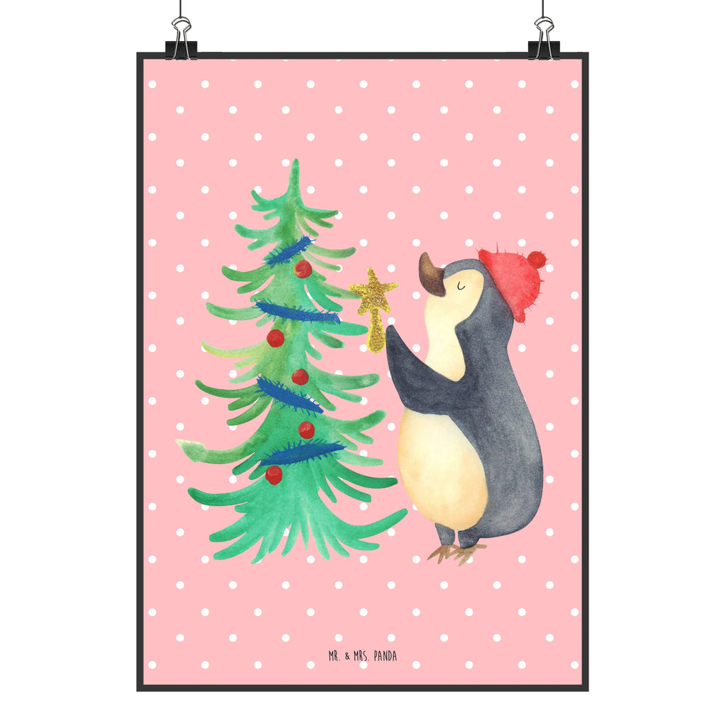 Poster Pinguin Weihnachtsbaum Poster, Wandposter, Bild, Wanddeko, Küchenposter, Kinderposter, Wanddeko Bild, Raumdekoration, Wanddekoration, Handgemaltes Poster, Mr. & Mrs. Panda Poster, Designposter, Kunstdruck, Posterdruck, Winter, Weihnachten, Weihnachtsdeko, Nikolaus, Advent, Heiligabend, Wintermotiv, Pinguin