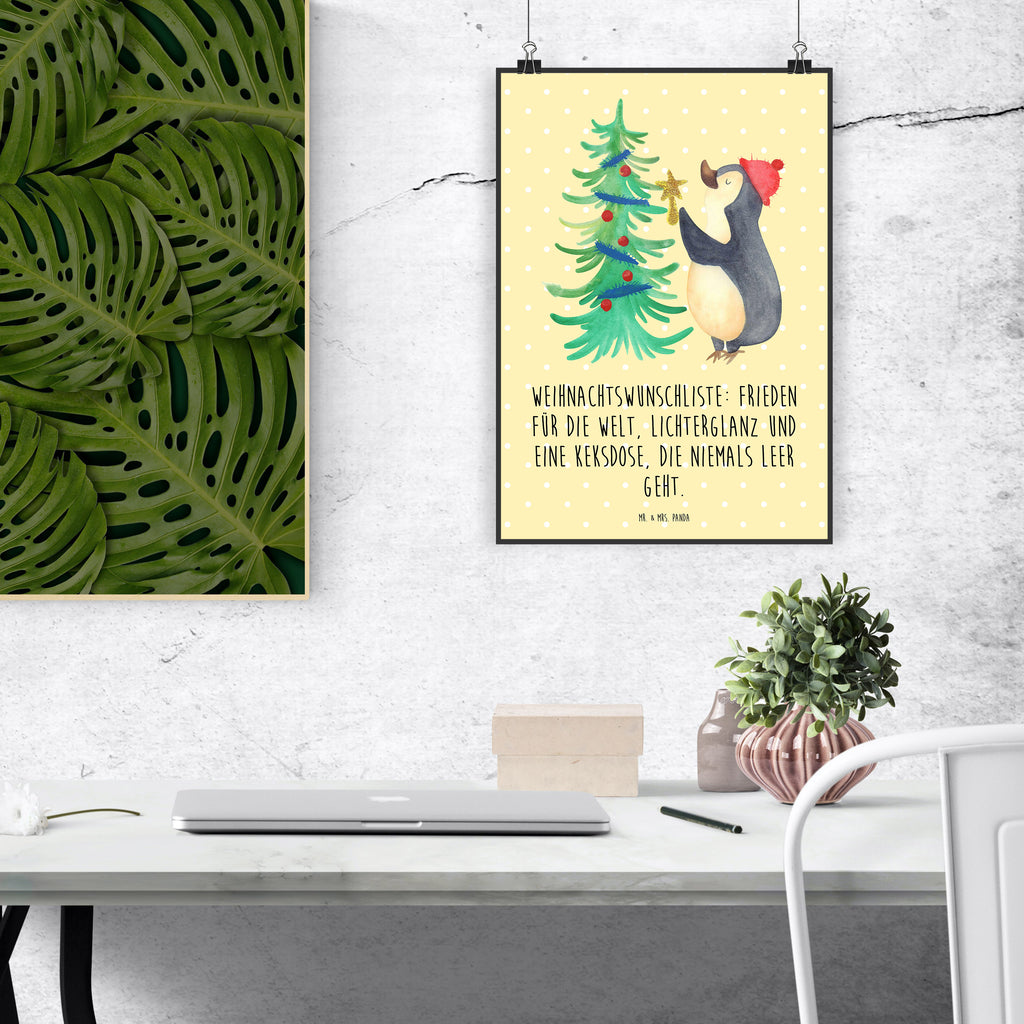 Poster Pinguin Weihnachtsbaum Poster, Wandposter, Bild, Wanddeko, Küchenposter, Kinderposter, Wanddeko Bild, Raumdekoration, Wanddekoration, Handgemaltes Poster, Mr. & Mrs. Panda Poster, Designposter, Kunstdruck, Posterdruck, Winter, Weihnachten, Weihnachtsdeko, Nikolaus, Advent, Heiligabend, Wintermotiv, Pinguin