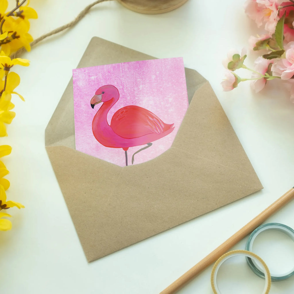 Grußkarte Flamingo classic Grußkarte, Klappkarte, Einladungskarte, Glückwunschkarte, Hochzeitskarte, Geburtstagskarte, Karte, Ansichtskarten, Flamingo, Einzigartig, Selbstliebe, Stolz, ich, für mich, Spruch, Freundin, Freundinnen, Außenseiter, Sohn, Tochter, Geschwister