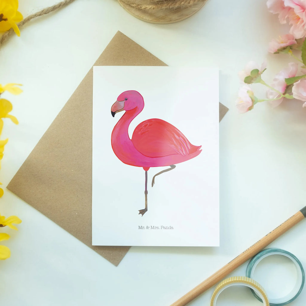 Grußkarte Flamingo classic Grußkarte, Klappkarte, Einladungskarte, Glückwunschkarte, Hochzeitskarte, Geburtstagskarte, Karte, Ansichtskarten, Flamingo, Einzigartig, Selbstliebe, Stolz, ich, für mich, Spruch, Freundin, Freundinnen, Außenseiter, Sohn, Tochter, Geschwister