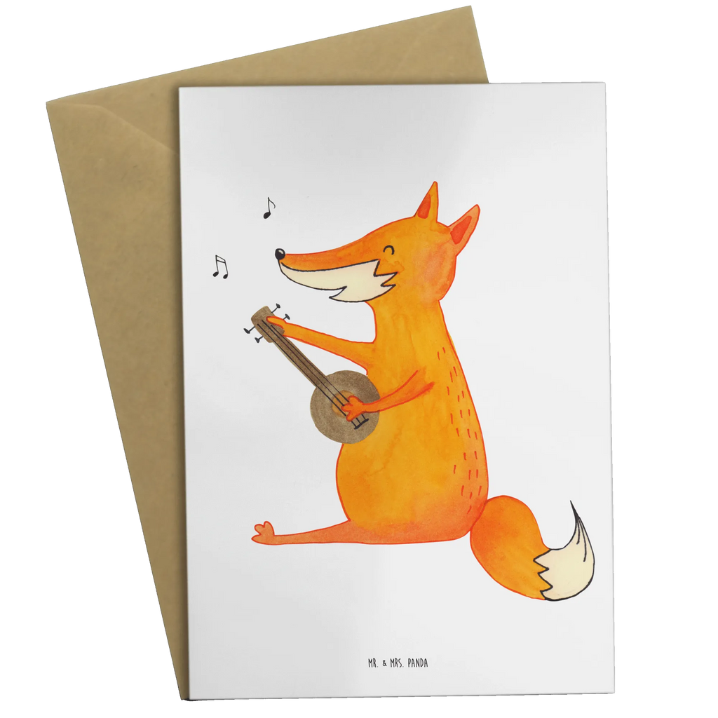 Grußkarte Fuchs Gitarre Grußkarte, Klappkarte, Einladungskarte, Glückwunschkarte, Hochzeitskarte, Geburtstagskarte, Karte, Ansichtskarten, Fuchs, Füchse, Geschenk Musiker, Musik Spruch, Musikerin, Sänger, Sängerin, Gitarre