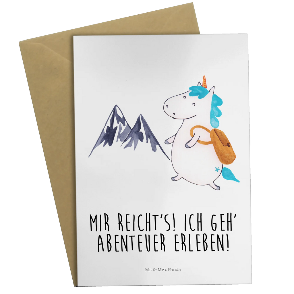 Grußkarte Einhorn Bergsteiger Grußkarte, Klappkarte, Einladungskarte, Glückwunschkarte, Hochzeitskarte, Geburtstagskarte, Karte, Ansichtskarten, Einhorn, Einhörner, Einhorn Deko, Pegasus, Unicorn, Bergsteiger, Abenteuer, Berge, Abenteurer, Weltenbummler, Weltreise, Reisen, Urlaub, Entdecker