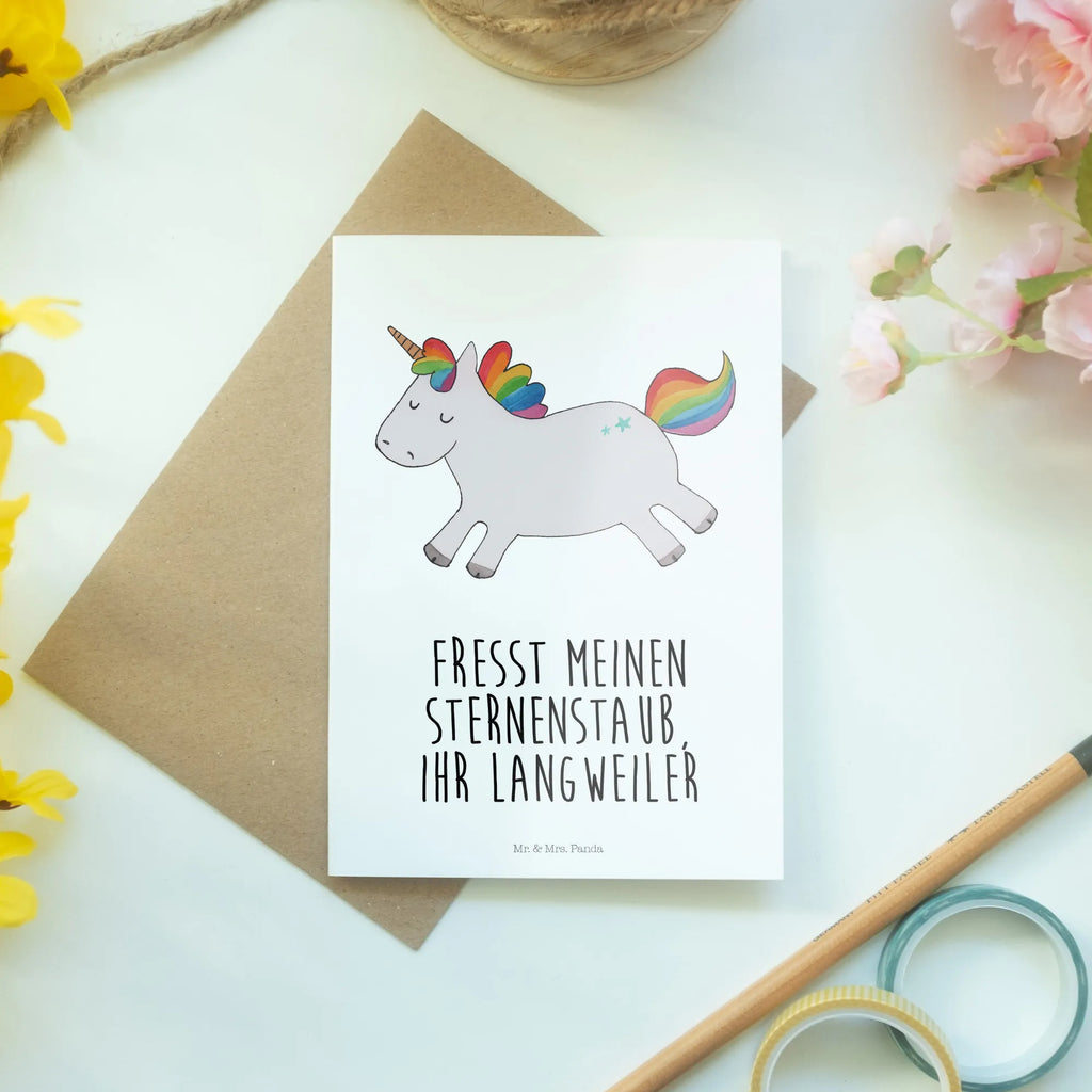 Grußkarte Einhorn Happy Grußkarte, Klappkarte, Einladungskarte, Glückwunschkarte, Hochzeitskarte, Geburtstagskarte, Karte, Ansichtskarten, Einhorn, Einhörner, Einhorn Deko, Pegasus, Unicorn, glücklich, fröhlich, Spaß, Freude, Lebensfreude, witzig, spannend, Lächeln, Lachen