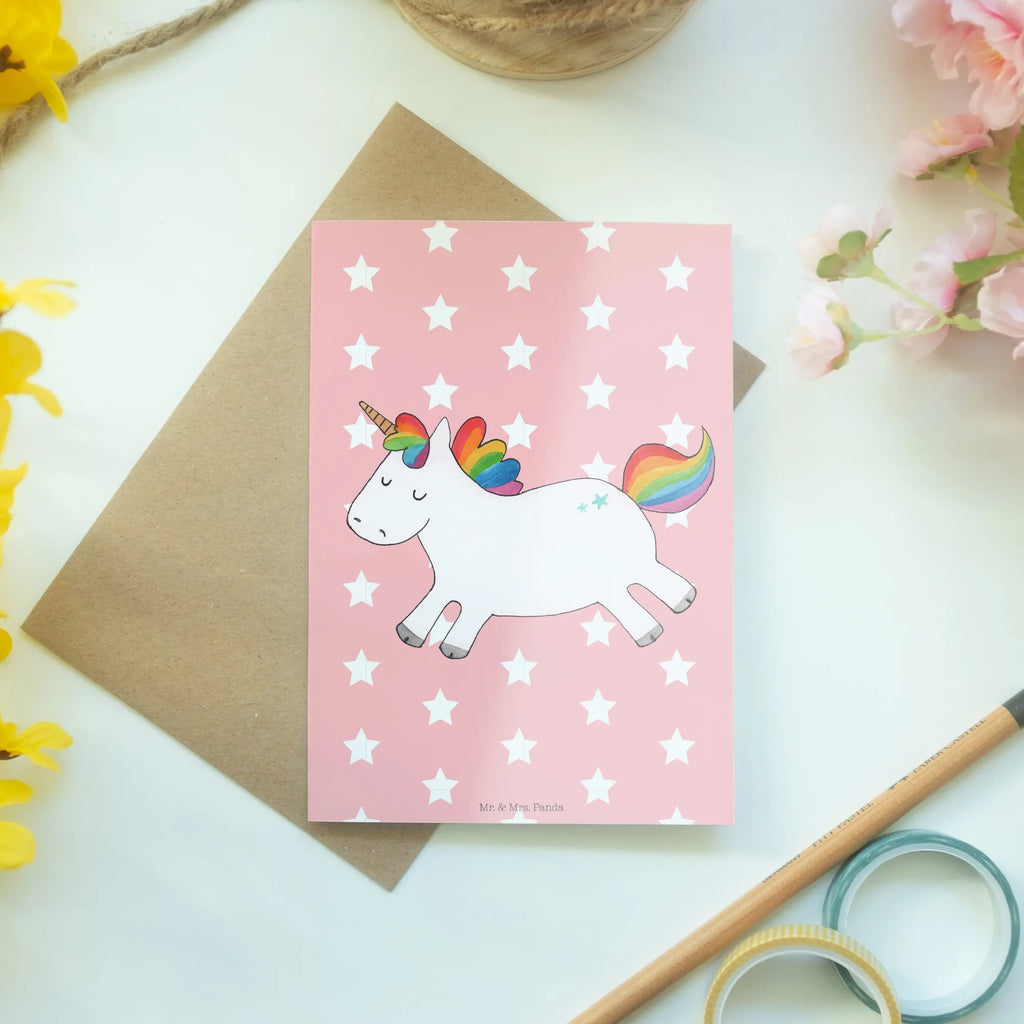 Grußkarte Einhorn Happy Grußkarte, Klappkarte, Einladungskarte, Glückwunschkarte, Hochzeitskarte, Geburtstagskarte, Karte, Ansichtskarten, Einhorn, Einhörner, Einhorn Deko, Pegasus, Unicorn, glücklich, fröhlich, Spaß, Freude, Lebensfreude, witzig, spannend, Lächeln, Lachen