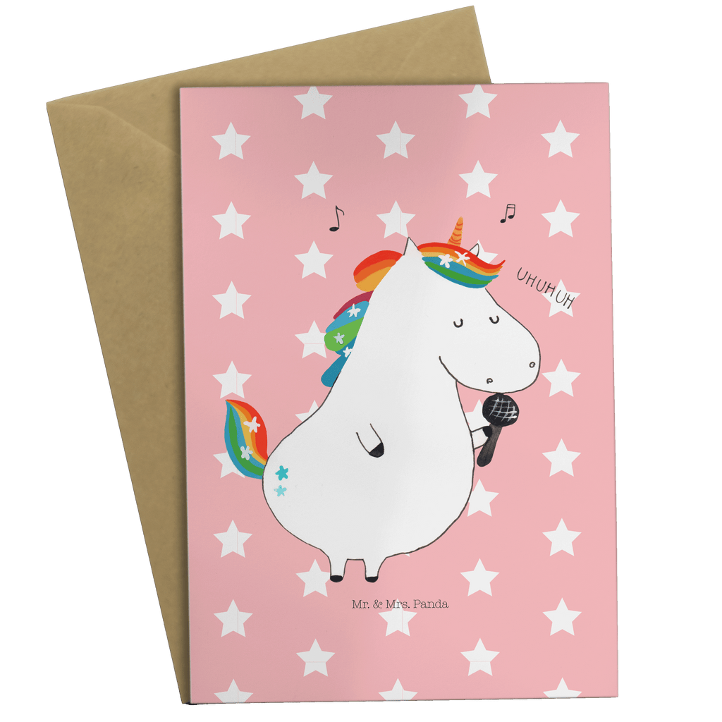 Grußkarte Einhorn Sänger Grußkarte, Klappkarte, Einladungskarte, Glückwunschkarte, Hochzeitskarte, Geburtstagskarte, Karte, Ansichtskarten, Einhorn, Einhörner, Einhorn Deko, Pegasus, Unicorn, Glitzer, Konfetti, Party, Geburtstag, Feier, Fest, Disco, Sängerin, Sänger, Freundin